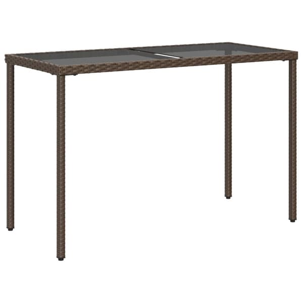 vidaXL havebord med glastop 115x54x74 cm polyrattan brun - Haveborde