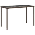 Miniatyrbillede 7 af 11: vidaXL havebord med glastop 115x54x74 cm polyrattan brun -  Haveborde