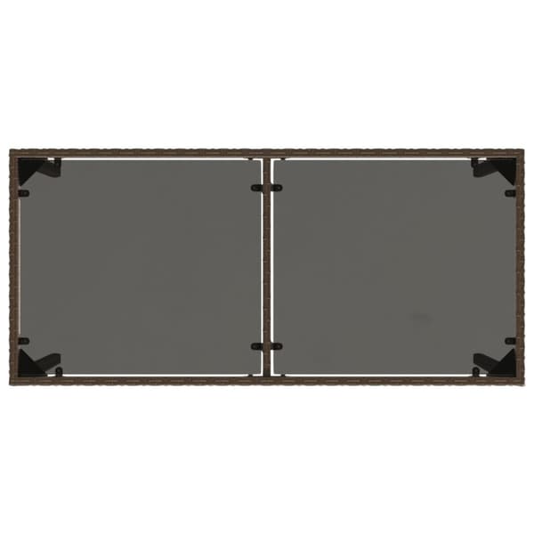 vidaXL havebord med glastop 115x54x74 cm polyrattan brun - Haveborde