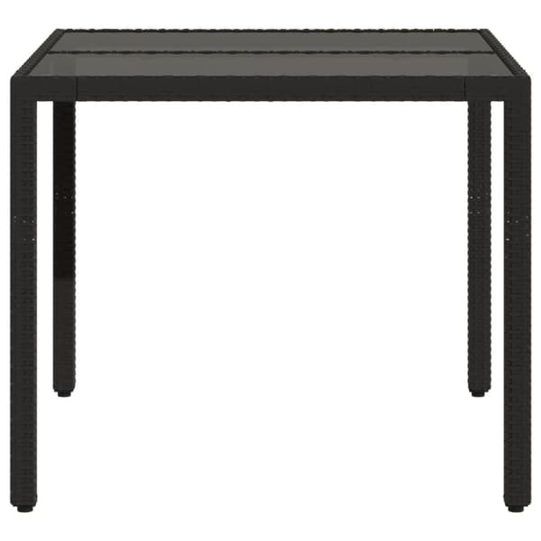 vidaXL Trädgårdsbord med glasskiva svart 90x90x75 cm konstrotting - Utebord