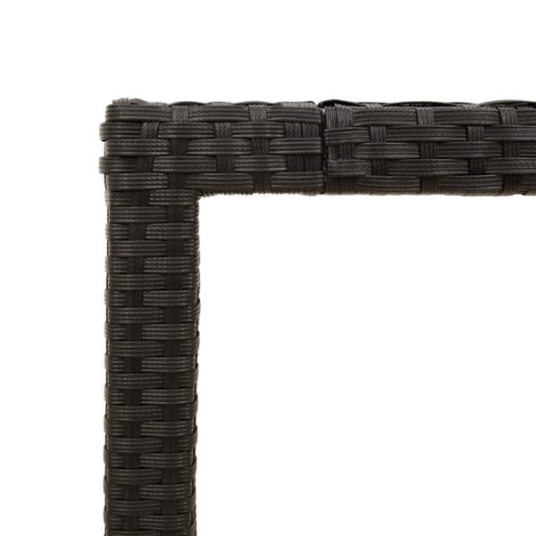 vidaXL Trädgårdsbord med glasskiva svart 90x90x75 cm konstrotting - Utebord