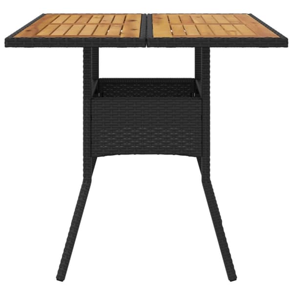 vidaXL havebord med akacietop 80x80x75 cm polyrattan sort -  Haveborde