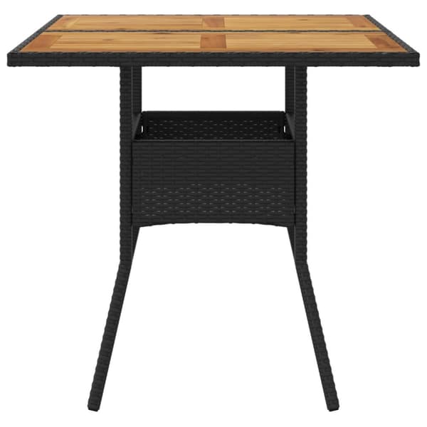 vidaXL havebord med akacietop 80x80x75 cm polyrattan sort - Haveborde