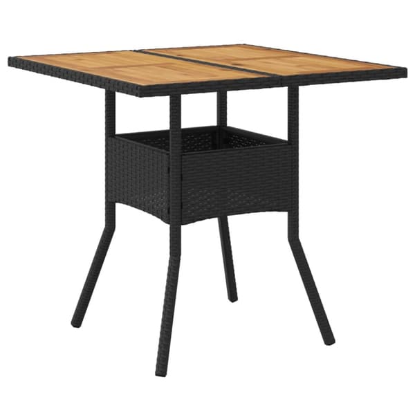vidaXL havebord med akacietop 80x80x75 cm polyrattan sort -  Haveborde