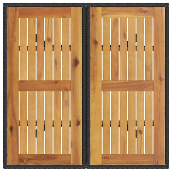 vidaXL havebord med akacietop 80x80x75 cm polyrattan sort -  Haveborde