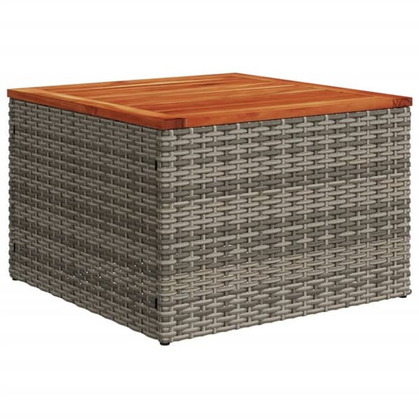 vidaXL Puutarhapöytä harmaa 55x55x37 cm polyrottinki ja akasiapuu -  Ulkopöydät