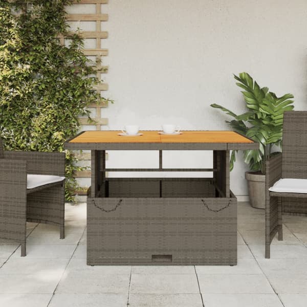 vidaXL havebord 110x110x71 cm polyrattan og massivt akacietræ grå - Haveborde