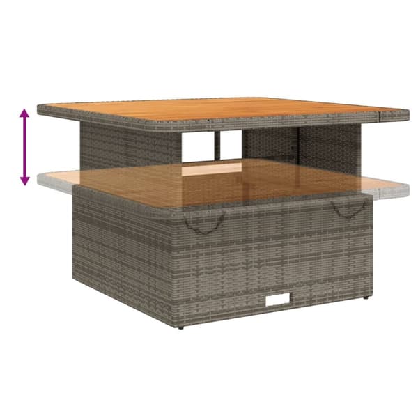 vidaXL havebord 110x110x71 cm polyrattan og massivt akacietræ grå -  Haveborde