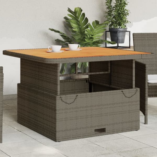 vidaXL havebord 110x110x71 cm polyrattan og massivt akacietræ grå - Haveborde
