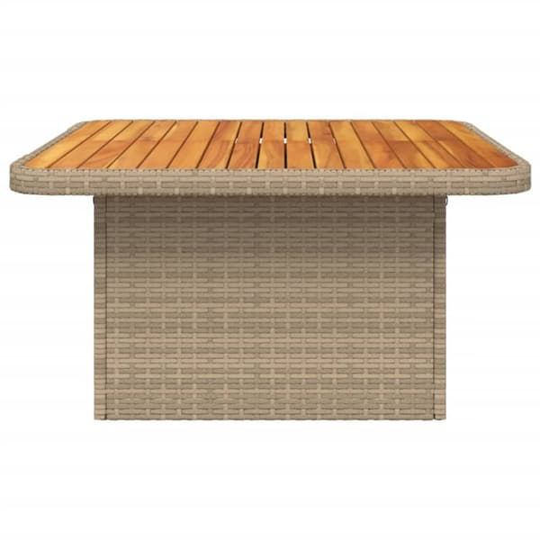 vidaXL Puutarhapöytä beige 80x80x71 cm polyrottinki ja akasiapuu -  Ulkopöydät