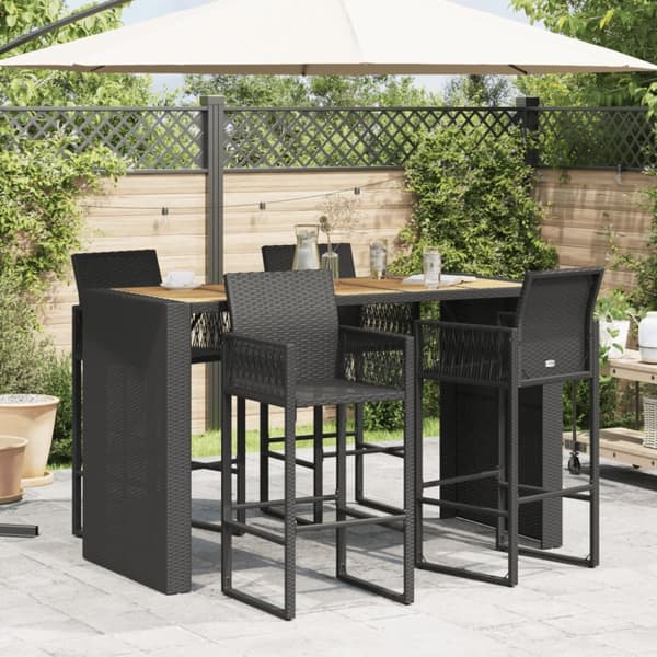 vidaXL havebord med akacietop 185x80x110 cm polyrattan sort - Haveborde