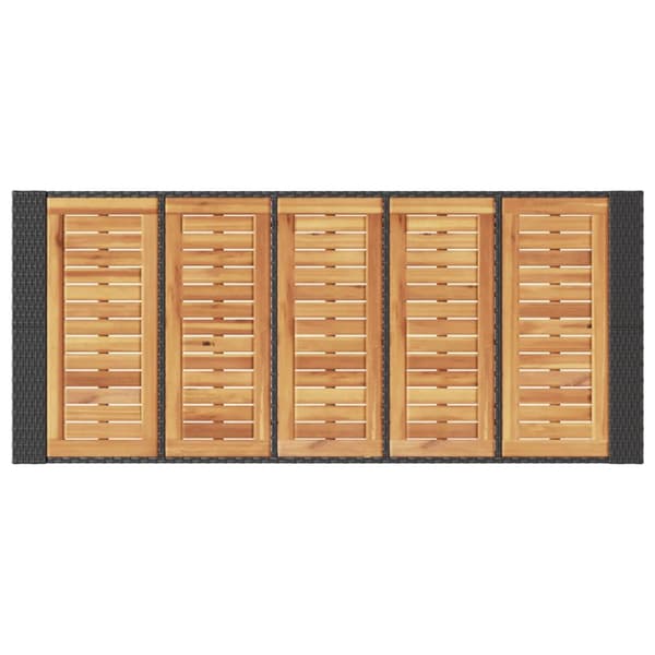 vidaXL havebord med akacietop 185x80x110 cm polyrattan sort -  Haveborde