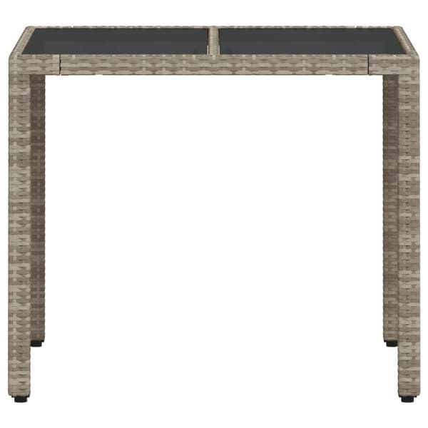 vidaXL havebord med glastop 90x90x75 cm polyrattan lysegrå - Haveborde