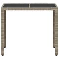 Miniatyrbillede 6 af 11: vidaXL havebord med glastop 90x90x75 cm polyrattan lysegrå -  Haveborde