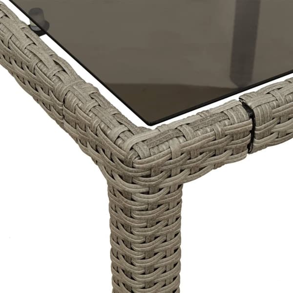 vidaXL havebord med glastop 90x90x75 cm polyrattan lysegrå - Haveborde