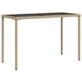 Miniatyrbillede 3 af 11: vidaXL havebord med glastop 115x54x74 cm polyrattan beige -  Haveborde
