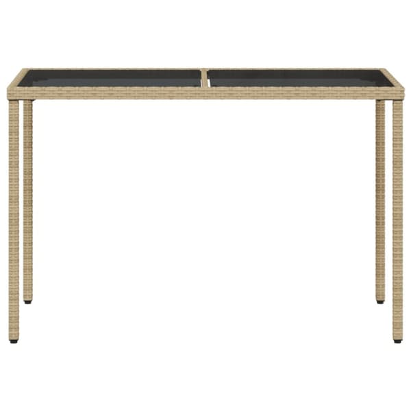 vidaXL havebord med glastop 115x54x74 cm polyrattan beige -  Haveborde
