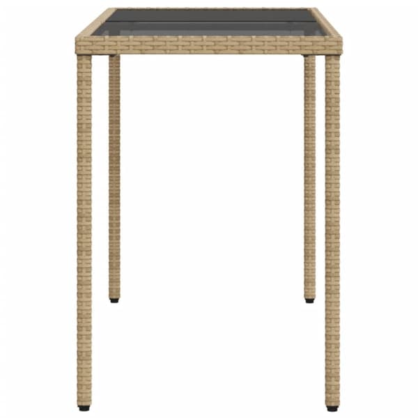 vidaXL havebord med glastop 115x54x74 cm polyrattan beige - Haveborde