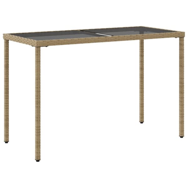vidaXL havebord med glastop 115x54x74 cm polyrattan beige - Haveborde