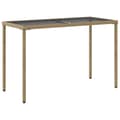 Miniatyrbillede 7 af 11: vidaXL havebord med glastop 115x54x74 cm polyrattan beige -  Haveborde