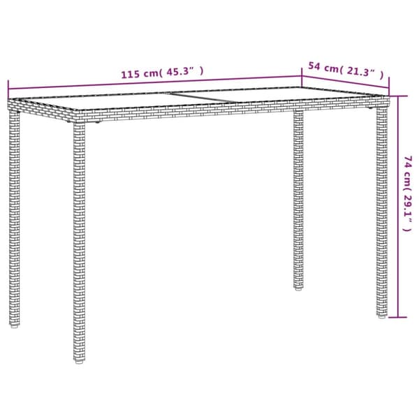 vidaXL havebord med glastop 115x54x74 cm polyrattan beige - Haveborde
