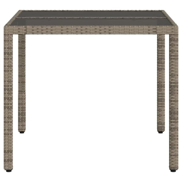 vidaXL havebord med glastop 90x90x75 cm polyrattan grå - Haveborde