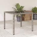 Miniatyrbillede 1 af 11: vidaXL havebord med glastop 90x90x75 cm polyrattan grå -  Haveborde