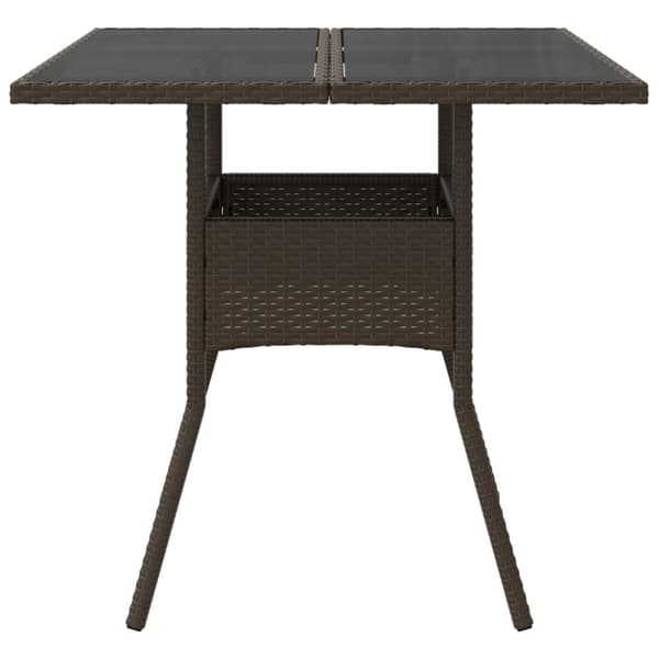 vidaXL havebord med glastop 80x80x75 cm polyrattan brun -  Haveborde