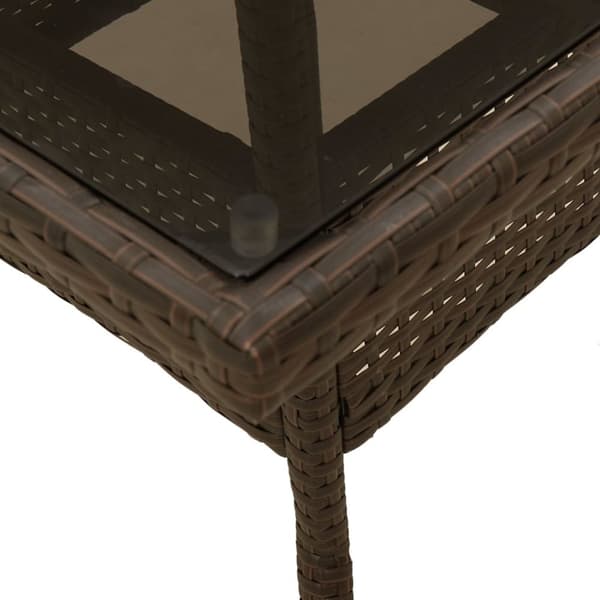 vidaXL havebord med glastop 80x80x75 cm polyrattan brun -  Haveborde