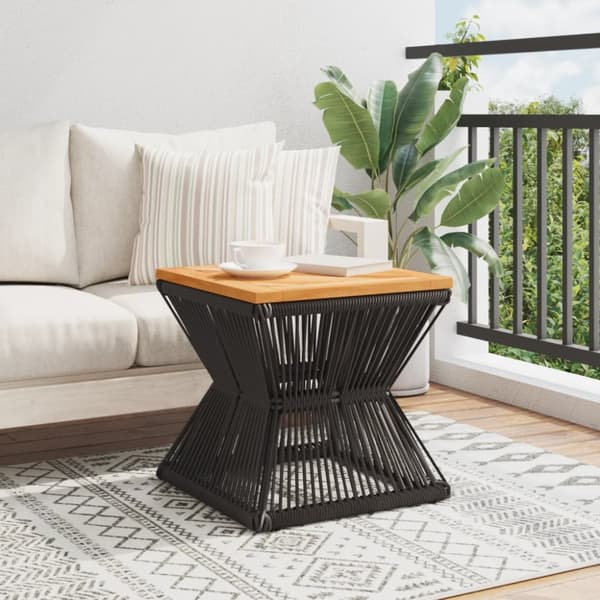 vidaXL sofabord med trådnetbase 38x38x38 cm massivt akacietræ sort - Haveborde