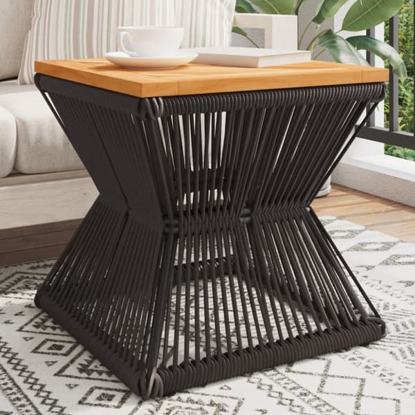 vidaXL sofabord med trådnetbase 38x38x38 cm massivt akacietræ sort -  Haveborde