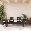 Miniatyrbillede 4 af 11: vidaXL havebord med glastop 240x90x75 cm polyrattan brun -  Haveborde