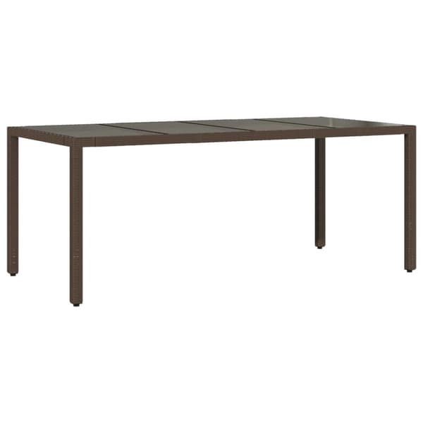 vidaXL havebord med glastop 190x90x75 cm polyrattan brun - Haveborde