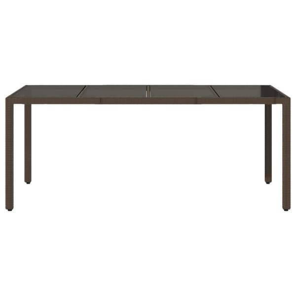 vidaXL havebord med glastop 190x90x75 cm polyrattan brun -  Haveborde