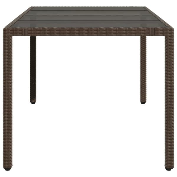 vidaXL havebord med glastop 190x90x75 cm polyrattan brun -  Haveborde