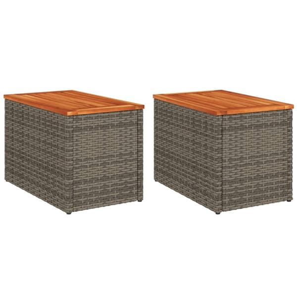 vidaXL havesideborde 2 stk. 55x34x37 cm polyrattan og massivt træ grå - Haveborde