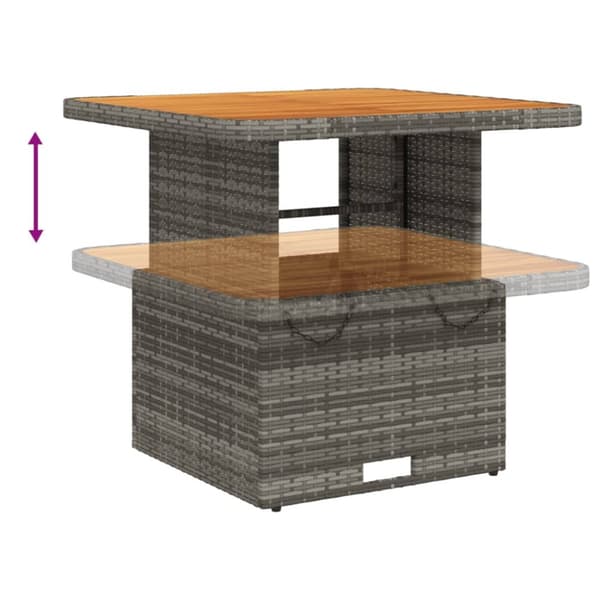 vidaXL havebord 80x80x71 cm polyrattan og massivt akacietræ grå -  Haveborde