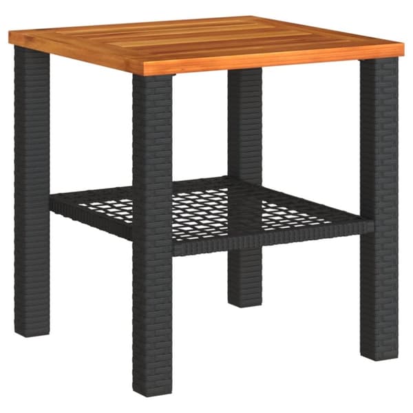 vidaXL havebord 40x40x42 cm polyrattan og akacietræ sort - Haveborde