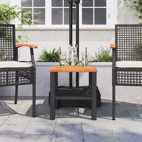 vidaXL havebord 40x40x42 cm polyrattan og akacietræ sort - Haveborde
