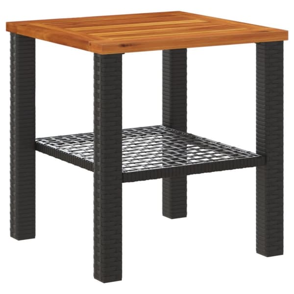 vidaXL havebord 40x40x42 cm polyrattan og akacietræ sort - Haveborde