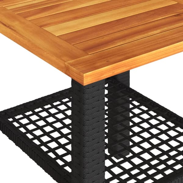 vidaXL havebord 40x40x42 cm polyrattan og akacietræ sort - Haveborde