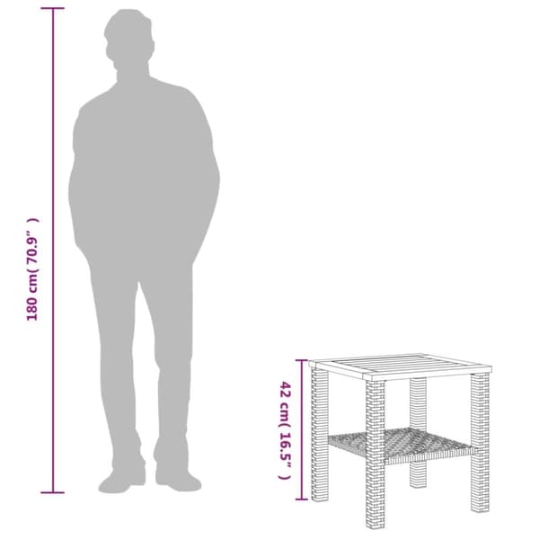 vidaXL havebord 40x40x42 cm polyrattan og akacietræ sort - Haveborde
