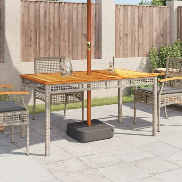 vidaXL havebord 140x80x75 cm polyrattan og akacietræ grå -  Haveborde