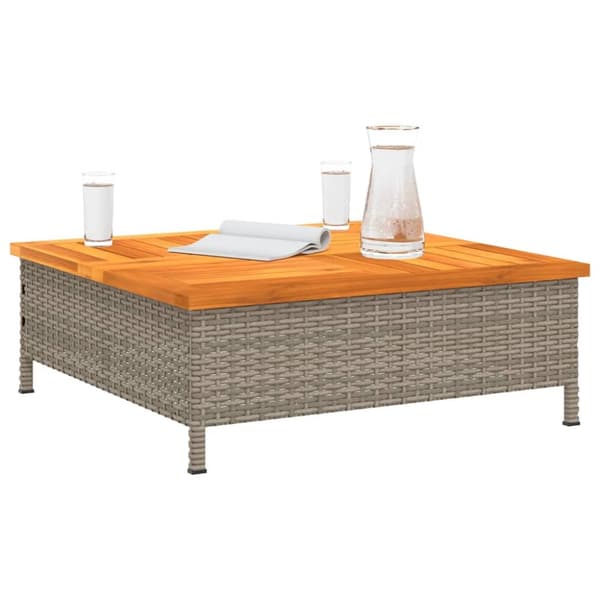 vidaXL Trädgårdsbord grå 70x70x25 cm rotting och akaciaträ -  Utebord