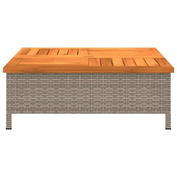 vidaXL Trädgårdsbord grå 70x70x25 cm rotting och akaciaträ -  Utebord