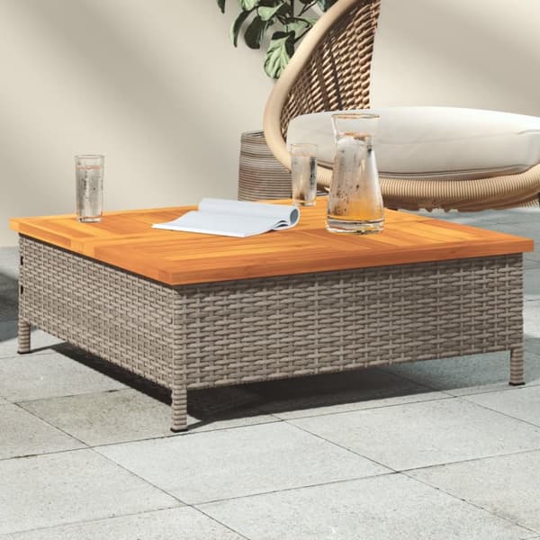 vidaXL Trädgårdsbord grå 70x70x25 cm rotting och akaciaträ -  Utebord