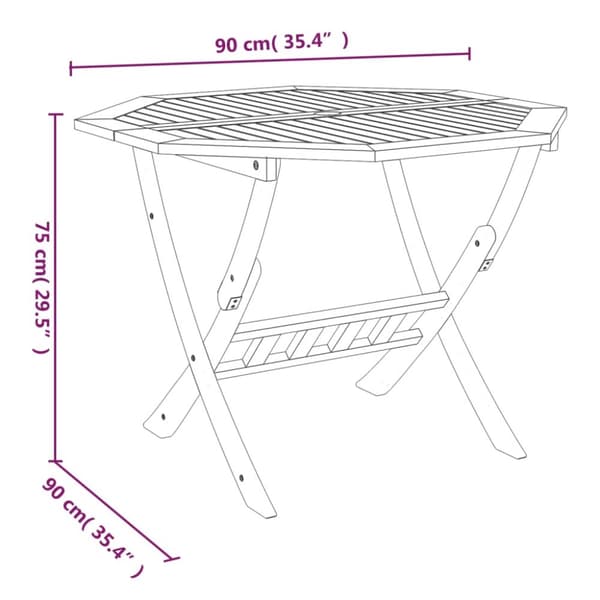 vidaXL Kokoontaittuva puutarhapöytä 90x75 cm täysi akaasiapuu -  Ulkopöydät