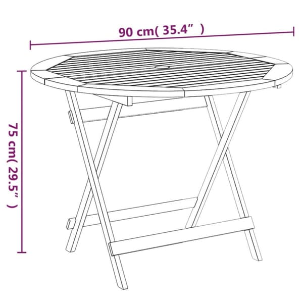 vidaXL foldbart havebord Ø 90x75 cm massivt akacietræ - Haveborde
