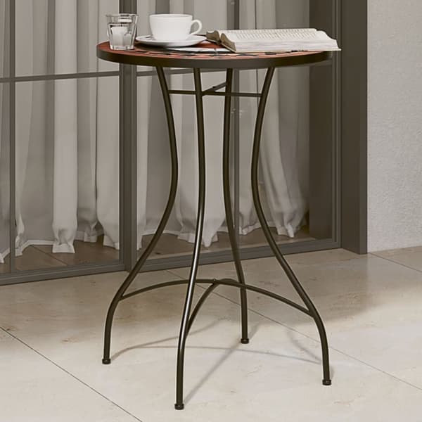vidaXL bistrobord mosaikdesign Ø50x70 cm keramik terracotta og hvid - Haveborde