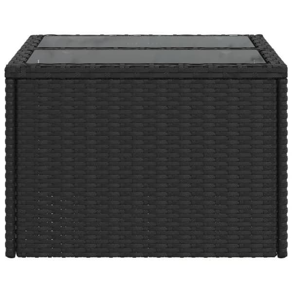 vidaXL havebord med glastop 55x55x37 cm polyrattan sort - Haveborde